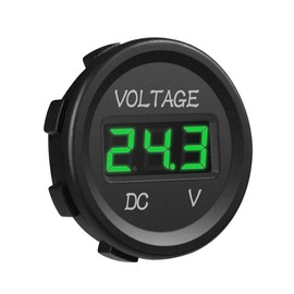 MICTUNING DC 12V LED Digital Display Voltmeter Waterproof Compatible with Boat Marine Vehicle Motorcycle Truck ATV UTV Car Camper Caravan Green Digital Round Panel