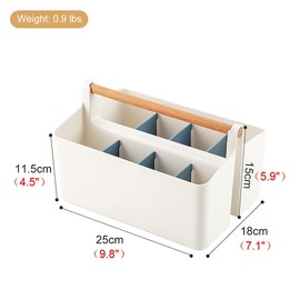 Vidifor Large Portable Basket with Handle, Plastic Craft Storage Organizer Caddy Tote with Adjustable Divided for Makeup Art Supplies, Sewing, Colored Pencils-Blue