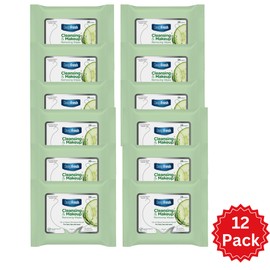 DeepFresh Cucumber Make-Up Removal Wipes - Gentle Cleansing for Face & Eyes | Removes Waterproof Makeup, Hydrates Skin | Pack of 12 | Travel-Friendly, Dermatologist-Tested