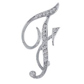 LiaSun 26 Letters Brooches Silver Plated Metal Broaches Pins-Clear Crystal Initial Breastpin (1pcs-F)
