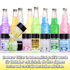 Edible Glitter - Kicofood 5g Glitter for Drinks, Edible Glitter Powder, Food Colouring Glitter, Food Colouring Glitter for Drinks, Fondant, Cupcakes, Cakes - Iridescent Green