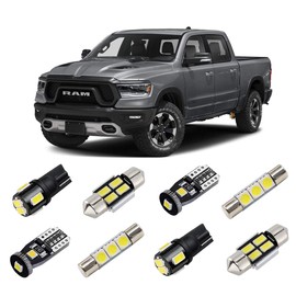 BRISHINE White Interior LED Lights Kit for 2019 2020 2021 Dodge Ram 1500 2500 3500 Super Bright 6000K LED Interior Light Bulbs Package + License Plate Lights and Install Tool