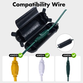 HONDERSON 2PK Outdoor Extension Cord Cover Outside Waterproof, Extension Cord Protector Connector, Electrical Safety Box to Protect Outdoor Plug, Outlet, Christmas Decorations Lights, Black