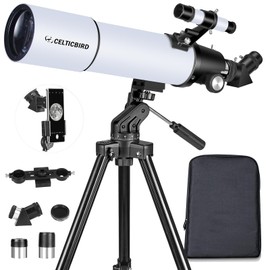 Celticbird Telescope for Adults High Powered, 80mm Aperture 600mm Telescopes for Adults Astronomy, Travel Telescopio for Beginners with AZ Mount, Backpack, Phone Adapter, Moon Filter