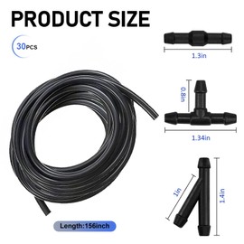 Tippwoo 30 PCS Car Windshield Washer Hose Kit, Flexible Bendable Washer Fluid Hose with T/Y/I Hose Connector, Connecting Water Pump and Nozzle Accessories, Suitable for Most Car Models (Black)