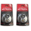 UvV 2 x Discus Padlock, Round Shackle Lock, Diameter 70
