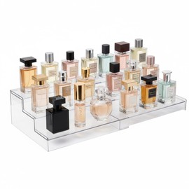 Mowhut 3-Tier Clear Perfume Organizer, Adjustable & Extendable Perfume Tray, Acrylic Display Stand for Vanity Bedroom Bathroom Storage Organization, Room Decor Aesthetic, 1 Pcs