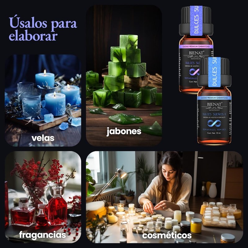 Bienat Aromaterapia Paquete Kit de 2 Aceites Esenciales Dulces Sueños
