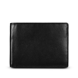 MUITON RFID Protection Bifold Leather Pocket ID Window-in Gift Box, Essential Black, Wallets for Men