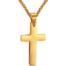 PROSTEEL Cross Necklace Crucifix Pendant with Chain Religious Christian Jewelry Gift Gold Plated
