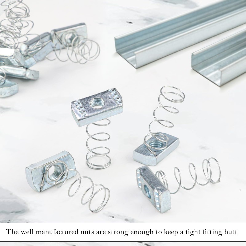 100PCS M10 Spring Channel Nuts, 8mm Thick Zinc Plated Strut