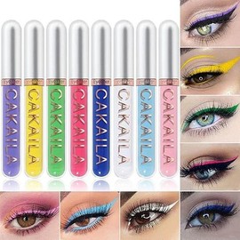 8 Colors Colored Colorful Matte Liquid Makeup Eyeliner Liquid Set Stamps Shapes for Eyes, Pink Red Yellow Blue Purple White Black Liquid Eyeliner Waterproof Color Eye Liners Pencil for Women 01