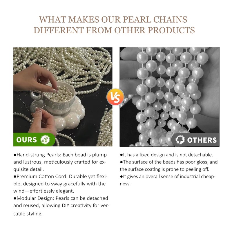 OTGMGCB Pearl Wedding Chair Decor, Pearl Beaded Chair Back Garland