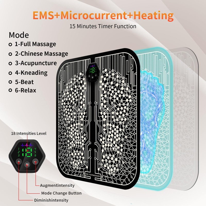 EMS Foot Massager, 6 Modes USB Electric Foot Massager -