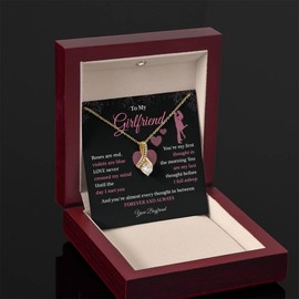 To My Girlfriend Roses Are Red, Violets Are Blue, Necklace for Girlfriend, A Romantic Gifts for Her Birthday Valentine’s Day From Boyfriend, Women's Jewelry, With Beautiful Quotes Message and