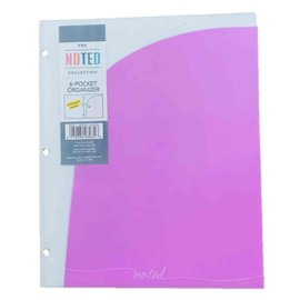 Carolina Pad Noted 6 Pocket Organizing Folder, Orchid Pink (3-Hole Punched for Binders; 11.4 Inches x 9.5 Inches)