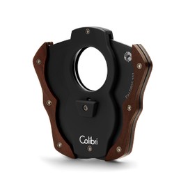 Colibri Cut - Doppel-Guillotine - Zigarrenschneider - Schwarz mit roten Holzakzenten - Federauslöser - Bis zu 62 Ringmaß-Zigarren - Ergonomisches Design - Inklusive Geschenkbox