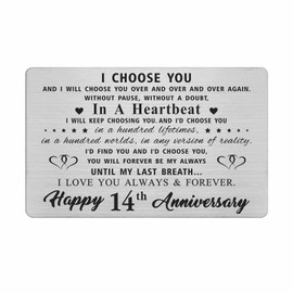 14th Anniversary Card Gifts for Husband, 14 Year yr Anniversary Romantic Gifts for Him, Funny Engraved Wallet Card Presents