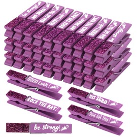 Kigeli 30 Pcs Spirit Clips Cheer Pins Cheerleader Gifts Clothes Pins for Backpacks Competition Glittered for Team Cheer Gifts Stuff Supplies Party Favors Accessories Bulk(Purple,Shiny)