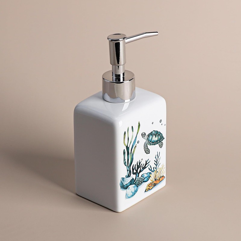 CHOOLD Ceramic Sea Turtle and Sea Grass Dispenser with Plastic