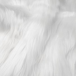 Qidkeo White Faux Fur Fabric for Crafts Squares Furry Fabric for Sewing, Costumes, Upholstery & Pillows Long Pile Faux Fur(White,10"x10")
