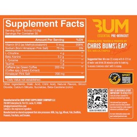 Raw cbum essential pre workout pre entrenamiento 30 servicios sabor naranja
