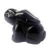 Manekieko Natural Black Obsidian Pocket Carved Rabbit Statue,38mm Crystals and