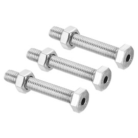 PATIKIL 3 Sets M8 x 50 mm Hollow Outside Hexagonal Screw Cylindrical Lamp Thread Screws Through Hole Screw with Nut 304 Stainless Steel