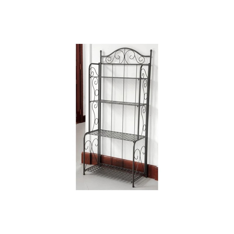 International Caravan Mandalay 4-tier Iron Folding Bakers Rack - Rustic