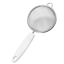 Topyond Fine Mesh Skimmer Spoon,Stainless Steel Food Strainer Grease Skimmer,Professional Skimmer Spoon with Handle,for Frying, Oil Filtering, and Skimming (Small)
