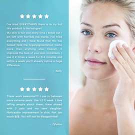 Hydro-Glo 10% Daily Use Peel Pads Enhanced with Lactic Acid, Mandelic Acid, Glutathione, Kojic Acid, Licorice, Papaya, Pineapple, Bearberry Extracts - Perfect Image