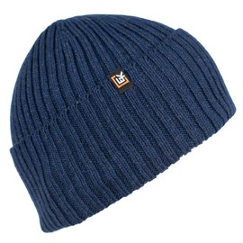 Evolution Knitwear Wool Rib Knit Beanie Hat for Men or Women - Super Soft Merino Wool - Made in The USA - Navy
