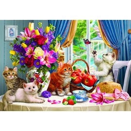 Anatolian Puzzle - Fluffy Kittens in The Living Room, 260 Piece Jigsaw Puzzle, 3336, Multicolor,Standard