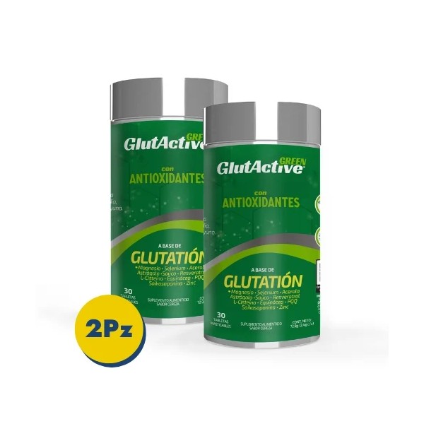 Glutactive Green: Suplemento Con Glutatión, L-Cisteína, Antioxidantes Con 30 Tabletas Masticables Pack 2