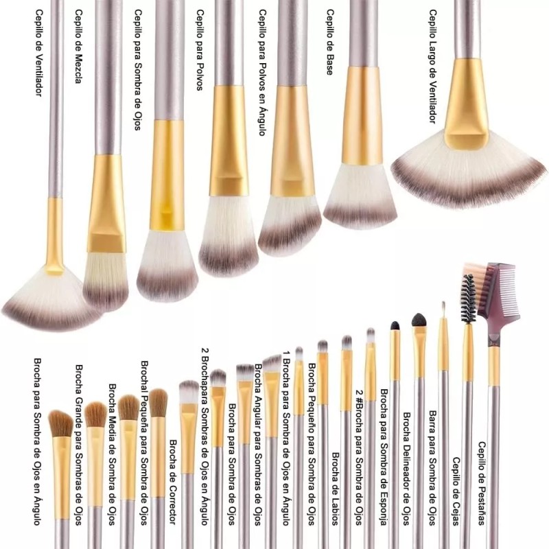 1 Brochas De Maquillaje Profesional 24 Pz Cerdas Sintéticas