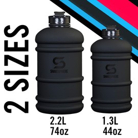 SHAKESPHERE Large Sports Water Bottle - BPA Free Hydration Jug, Black - Ideal for Sports, Camping, Outdoor, Biking & Kids… (Matte Black, 1.3L)