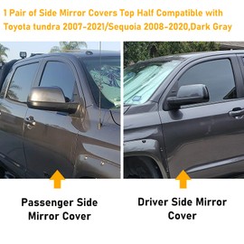 APESER Compatible with Toyota Tundra Sequoia Mirror Cover Replacement 2007-2021,2nd Gen Tundra Side Mirror Caps for Left Driver & Right Passenger Side,Replace 879150C050, 879450C030,Dark Gray,1 Pair