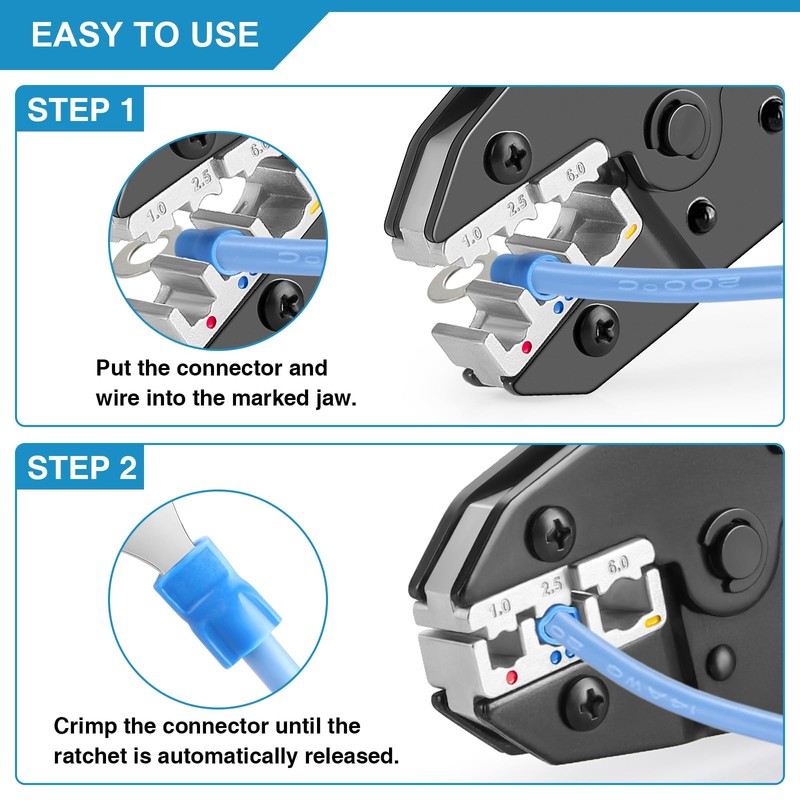 Plustool Crimping Tool for Insulated Electrical Connectors AWG 22-10 -