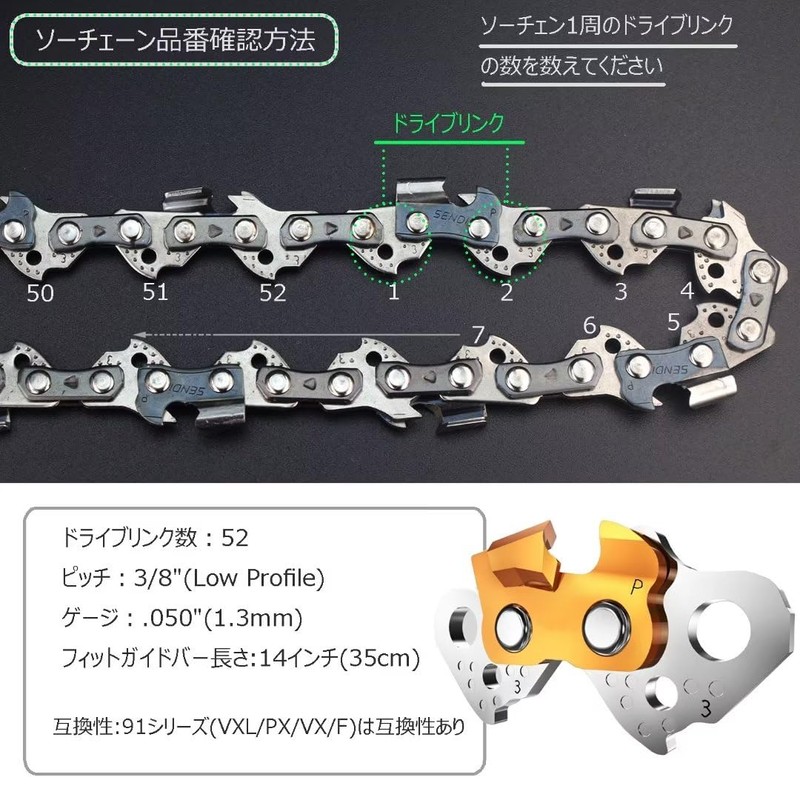 AsYouBuy Replacement Blade for Saw Chain, 3 Blades, Compatible with
