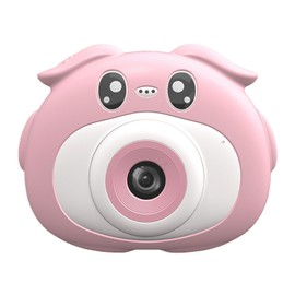 Pig Shape Children's Sports Camera 4K HD Dual Camera Eco Friendly Silicone Housing Mini Digital Camera Toy Pink