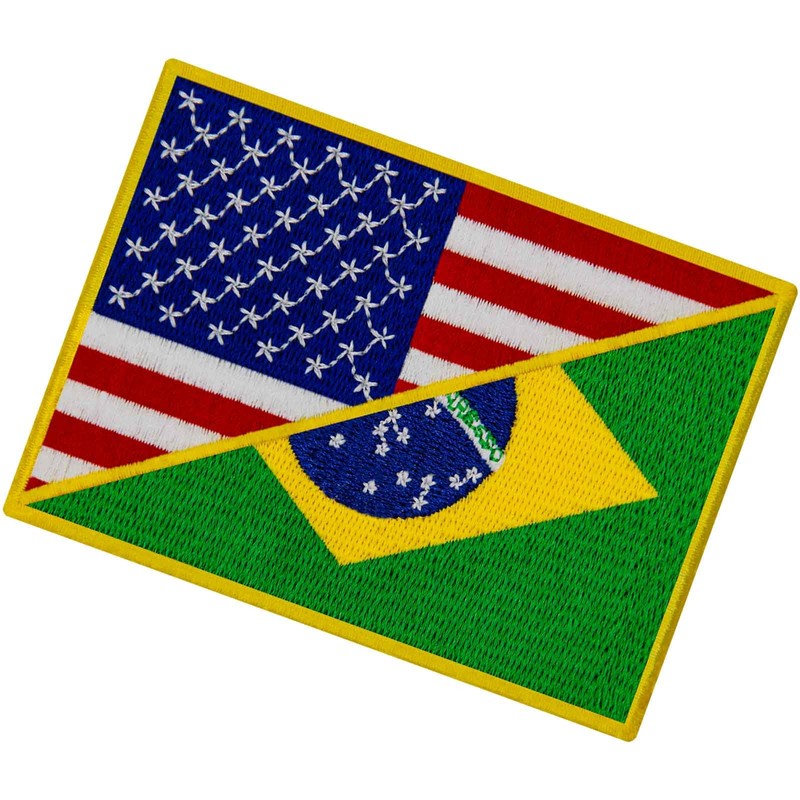 EmbTao USA American United States Flag and Brazil Flag Patch