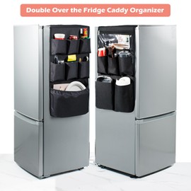 FRECOLSH Dorm and office Double Over the Fridge Caddy Organizer -Fridge Caddy Organizer - College Dorm Room Essentials for College Students Boys, Girls - 12 Pockets Flatware Organizers and Storage