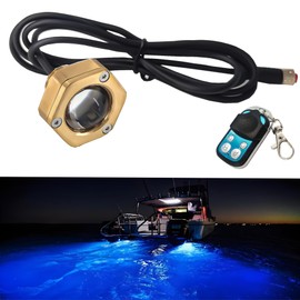 JXOFROAD IP68 Underwater 1/2" NPT Boat Drain Plug Light with APP&RF Control, 120° Beam Angle,40W,4000LM, Anti-corrosion & Smart Cooling System Marine Boat Led Light for Boat Pool Yacht Fishing（Blue