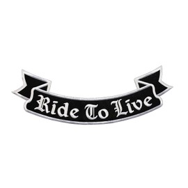Large Ride to Live Back Patch - 33.6 x 11.7 cm - Embroidered Bottom Rocker Patch for Biker Lower Arch XXL Back Patch Back Patch Motorcycle Jacket Cowl Leather Vest - High Quality Embroidery