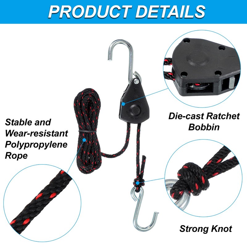 PATIKIL 2 Pcs Kayak Rope Tie Down Straps, 1/8" x
