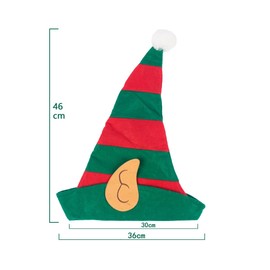 Zhzrche Christmas Elf Hat Santa Hat Holiday Party Hats with Cloth Ears for Jingle Bells Kids, Teens Adults Green and Red