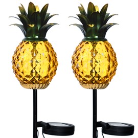 elfonsol Solar Outdoor Lights Waterproof Garden Solar Pineapple Stakes Lights Lantern Decor Gift Tropical, 2 Packs