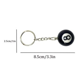 Zittop Zittop 1 Pcs 8 Ball Keychain Billiards Ball Keyring Creative Key Chain Charm Keychain for Billiards Birthday Party Supplies