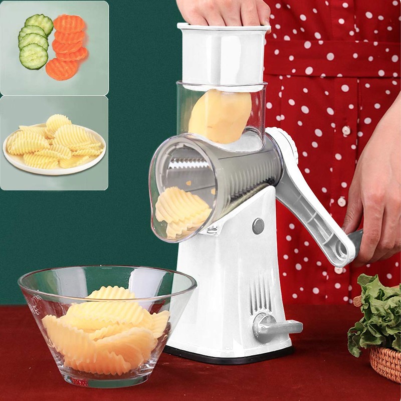 Rotary Cheese Grater Shredder 5-in-1 Tumbling Box Mandoline Vegetable Julienne