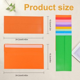 50 packs #10 Business envelopes, colored envelopes, mailing envelopes, self-sealing standard envelopes for personal and business, checks, mailing letters, invoices (41/8x9/2 inches)